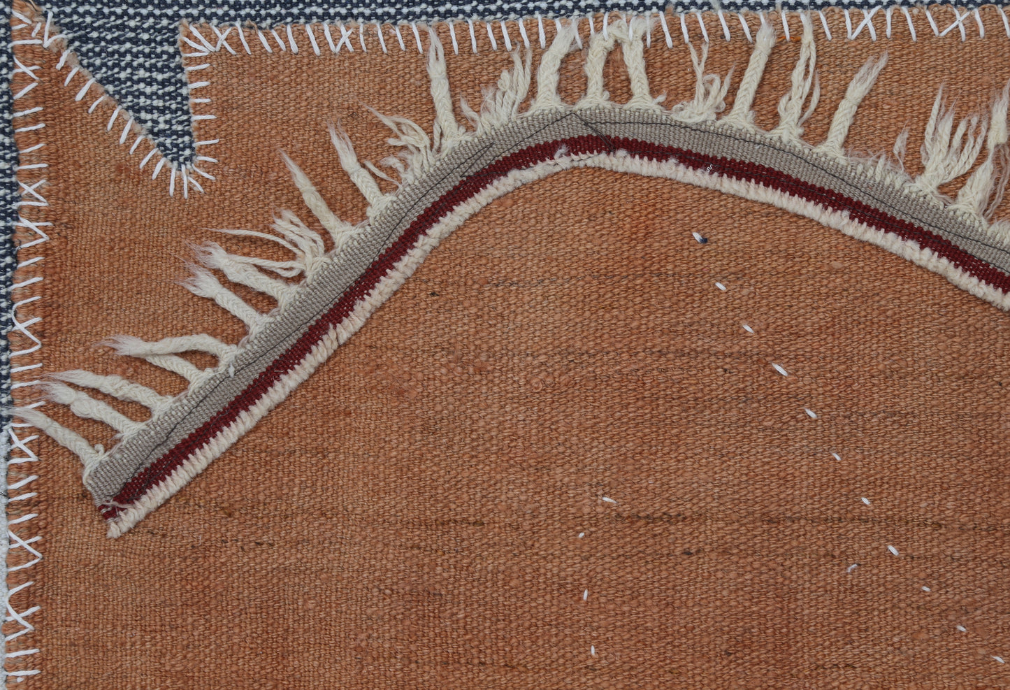 3x4 Handmade Wool Tapestry Rug, Orange Abstract Textile Wall Hanging, Boho Fiber Art Decor
