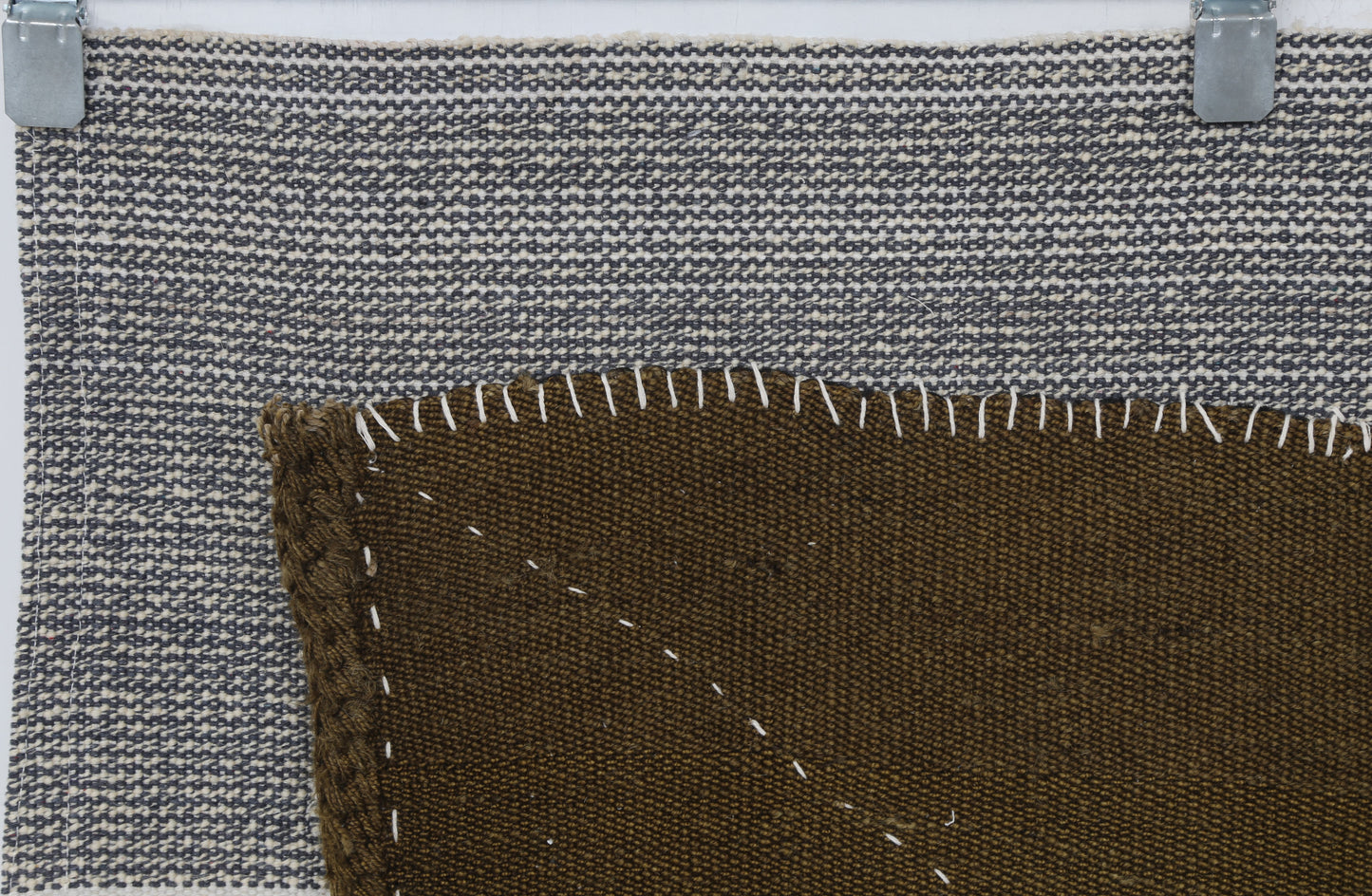 3x4 Handmade Wool Tapestry Rug, Brown Minimalist Textile Wall Hanging, Fiber Art Decor