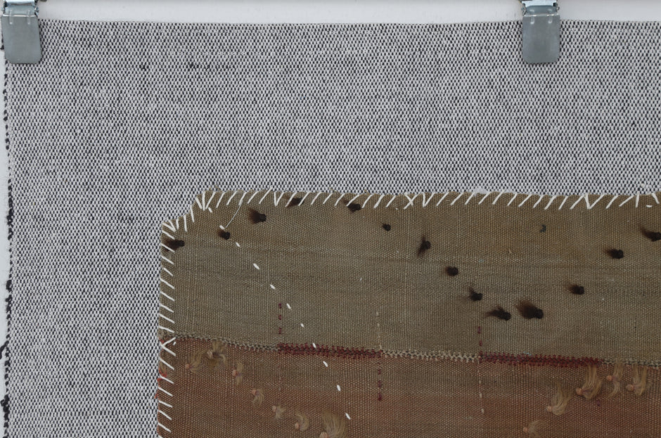 3x4 Handmade Wool Tapestry Rug, Earth Tone Textile Wall Hanging, Rustic Fiber Art Decor