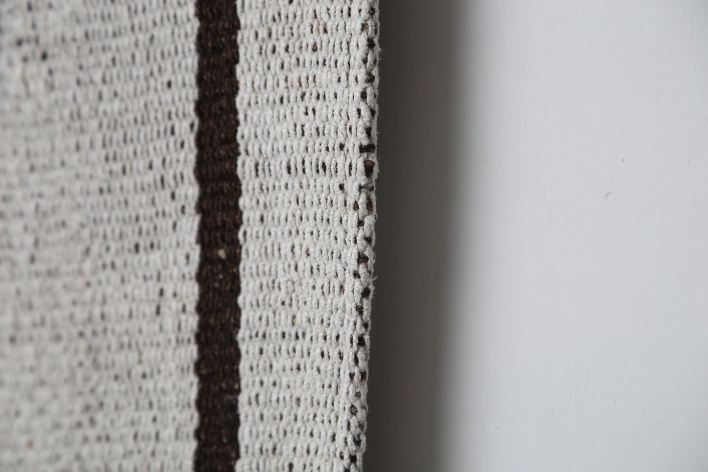 2'2 x 7'10 Vintage Turkish Hemp Runner Rug, White Black Striped Long Hallway Rug