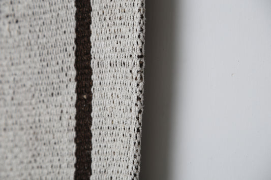 2'2 x 7'10 Vintage Turkish Hemp Runner Rug, White Black Striped Long Hallway Rug