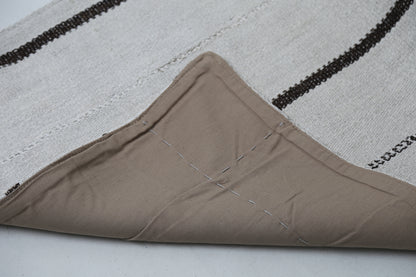 2'2 x 7'10 Vintage Turkish Hemp Runner Rug, White Black Striped Long Hallway Rug