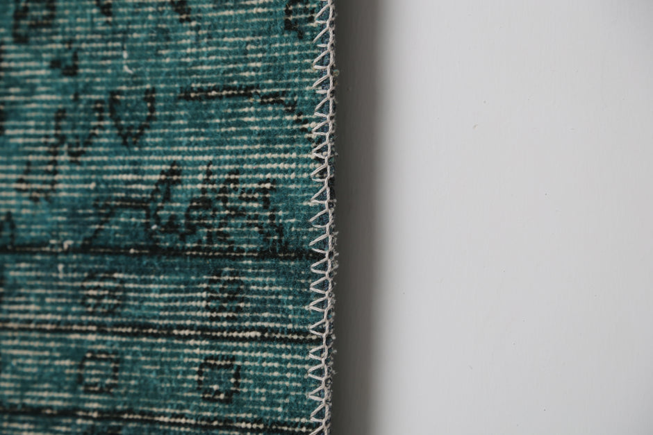 2'5 x 7'7 Vintage Turkish Patchwork Runner Rug, Green Hallway