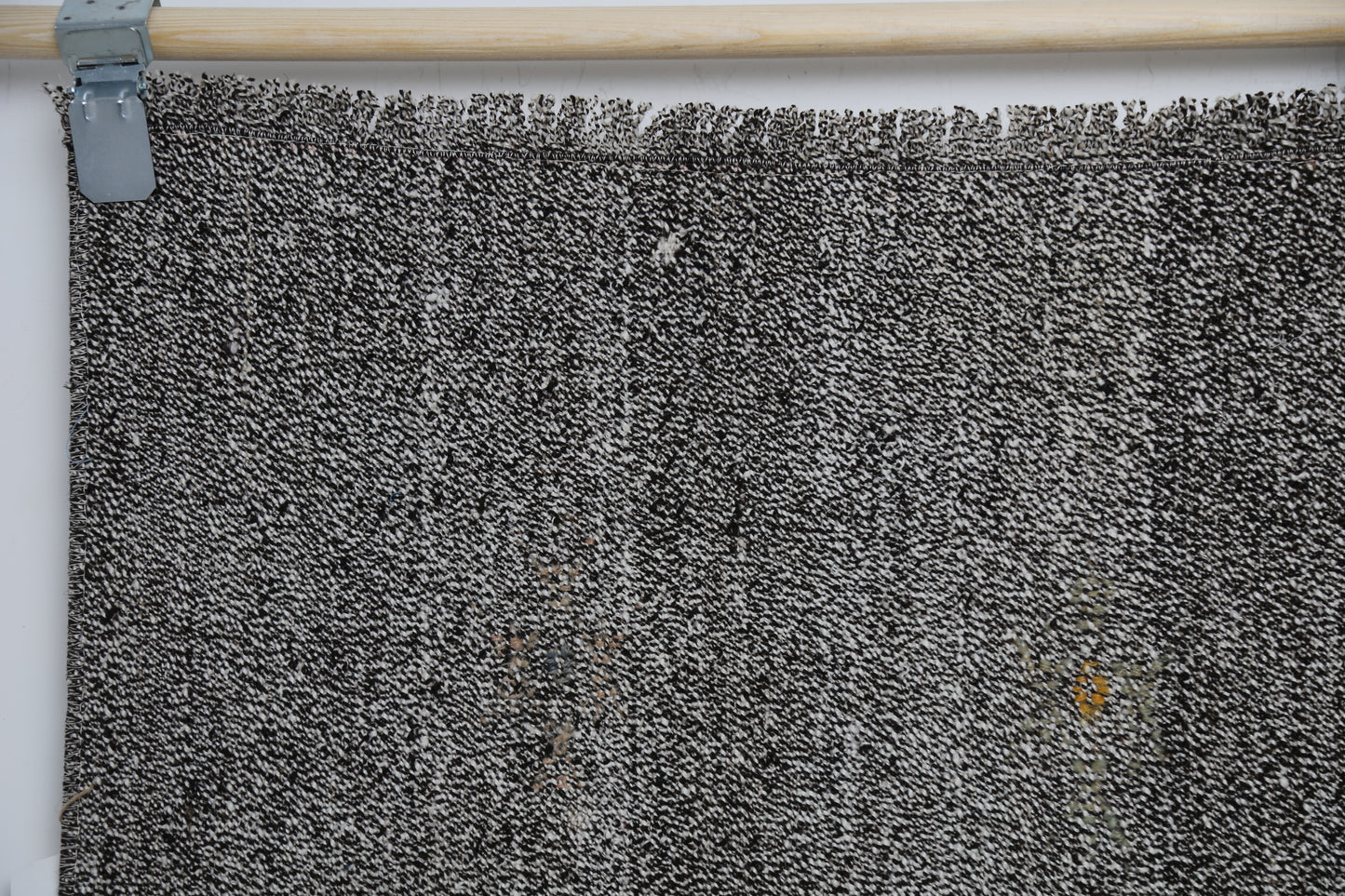 Vintage Turkish Flatweave Rug 5'0 x 5'11 Black White Minimalist Handmade Area Rug
