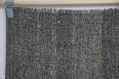 Vintage Turkish Flatweave Rug 5'0 x 5'11 Black White Minimalist Handmade Area Rug