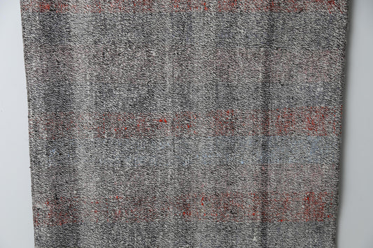 Vintage Turkish Kilim Runner Rug, Handmade Anatolian Flatweave, Black White Boho Corridor (2'9" x 7'6")