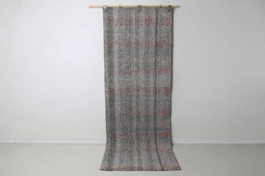 Vintage Turkish Kilim Runner Rug, Handmade Anatolian Flatweave, Black White Boho Corridor (2'9" x 7'6")