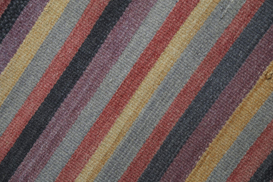 Vintage Turkish Kilim Rug, Handmade Wool Striped Boho Accent Rug