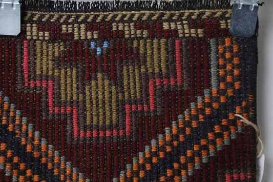 Vintage Turkish Kilim Runner Rug, Handmade Wool Oriental Geometric Hallway Runner