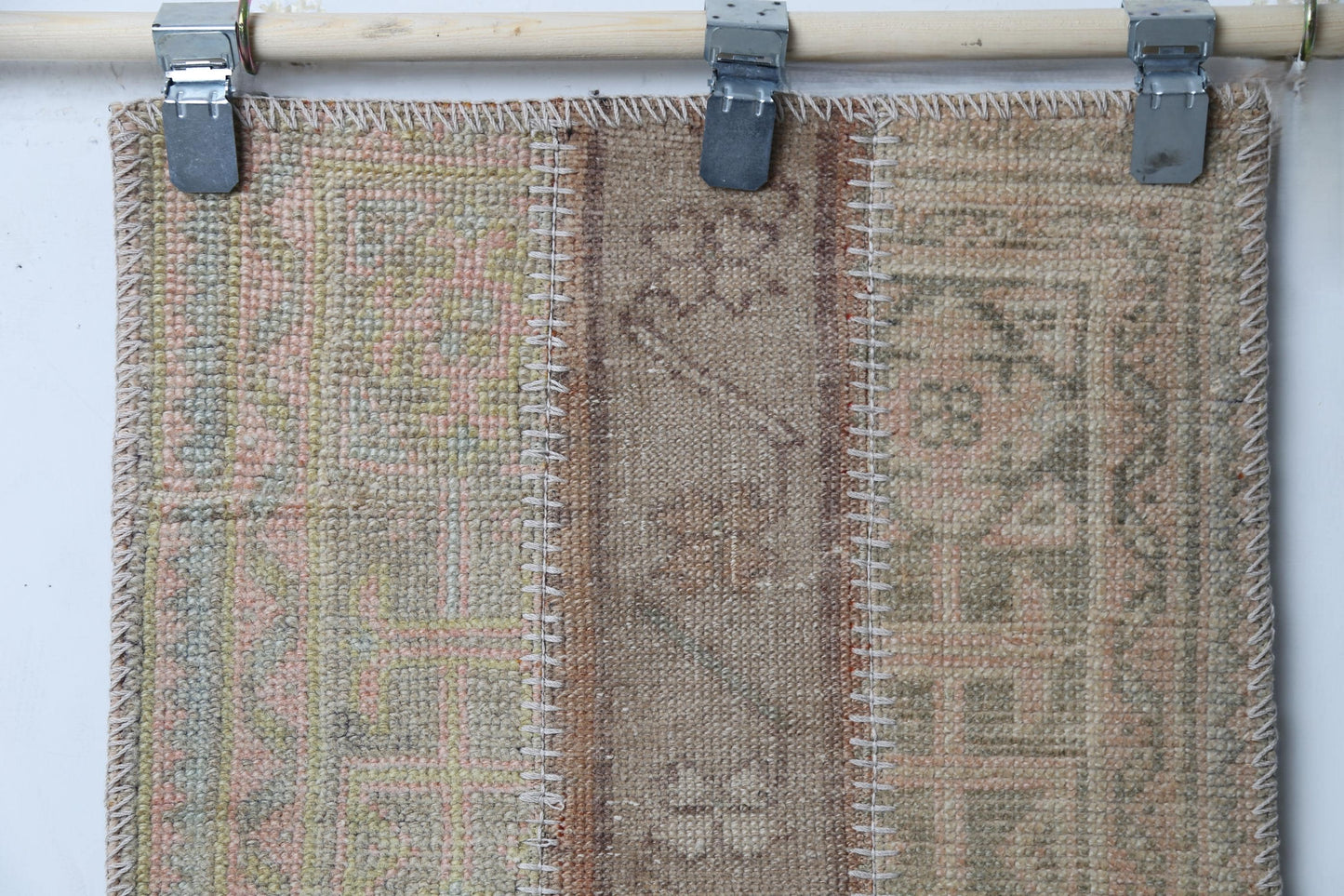 Vintage Patchwork Runner Rug, Handmade Anatolian Wool, Boho Hallway, Rustic Kitchen (1'8" x 5'8")
