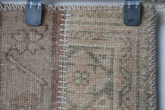 Vintage Patchwork Runner Rug, Handmade Anatolian Wool, Boho Hallway, Rustic Kitchen (1'8" x 5'8")