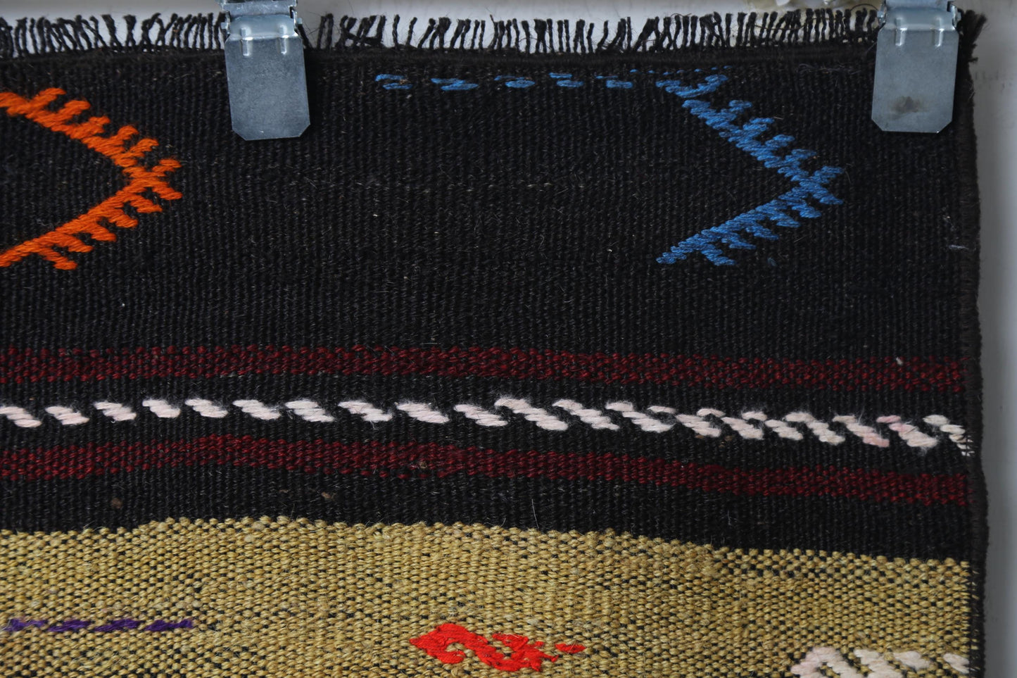 Vintage Turkish Kilim Runner, Handmade Wool Tribal Boho Hallway Rug