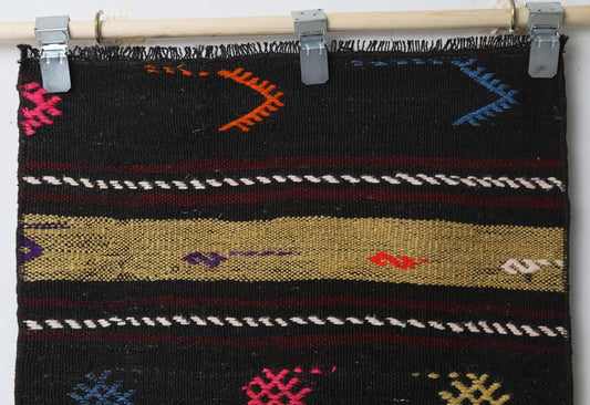 Vintage Turkish Kilim Runner, Handmade Wool Tribal Boho Hallway Rug