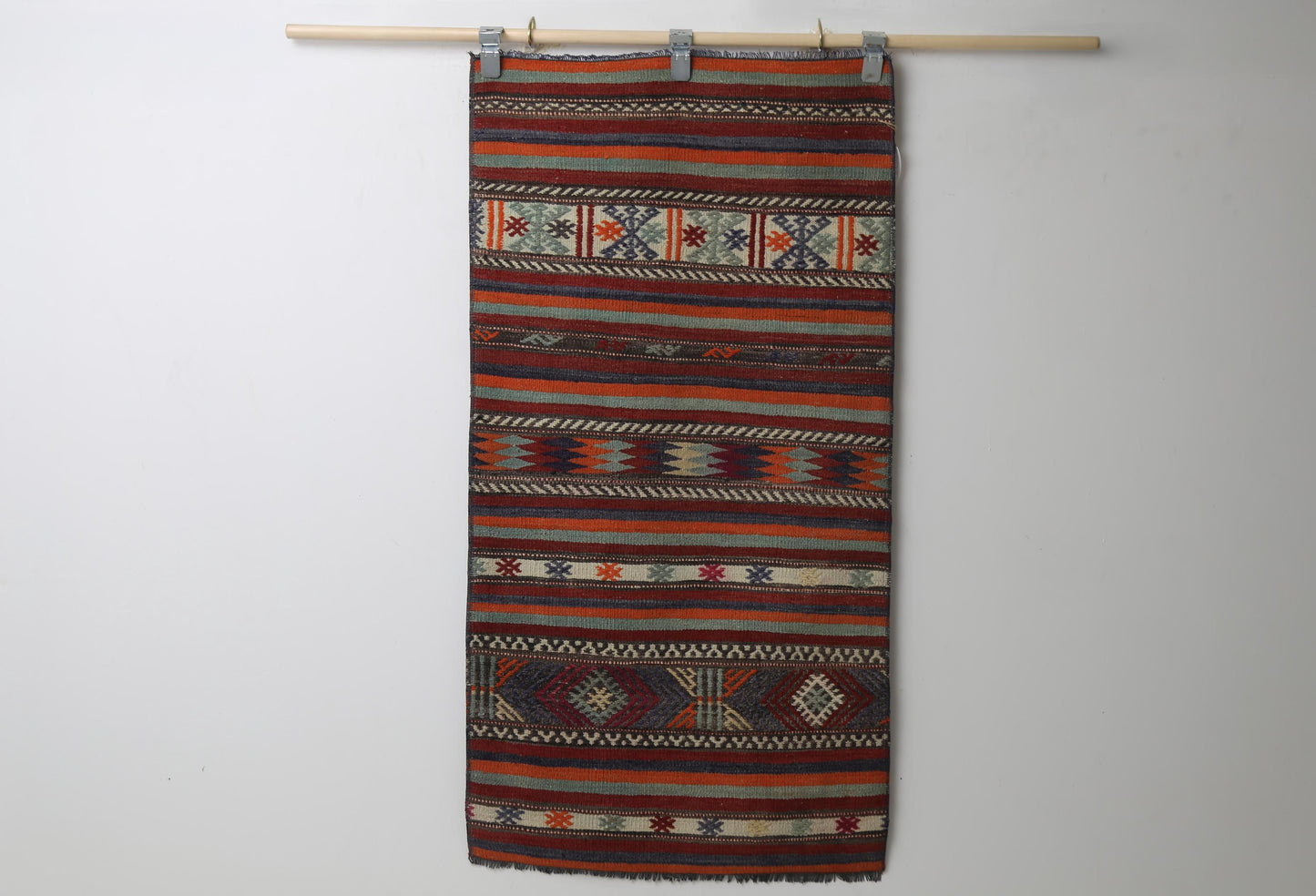 Vintage Turkish Kilim Rug, Handmade Wool Tribal Runner (2'4" x 4'8")