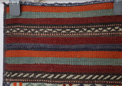 Flatweave wool texture close-up, tribal motifs, kilim runner