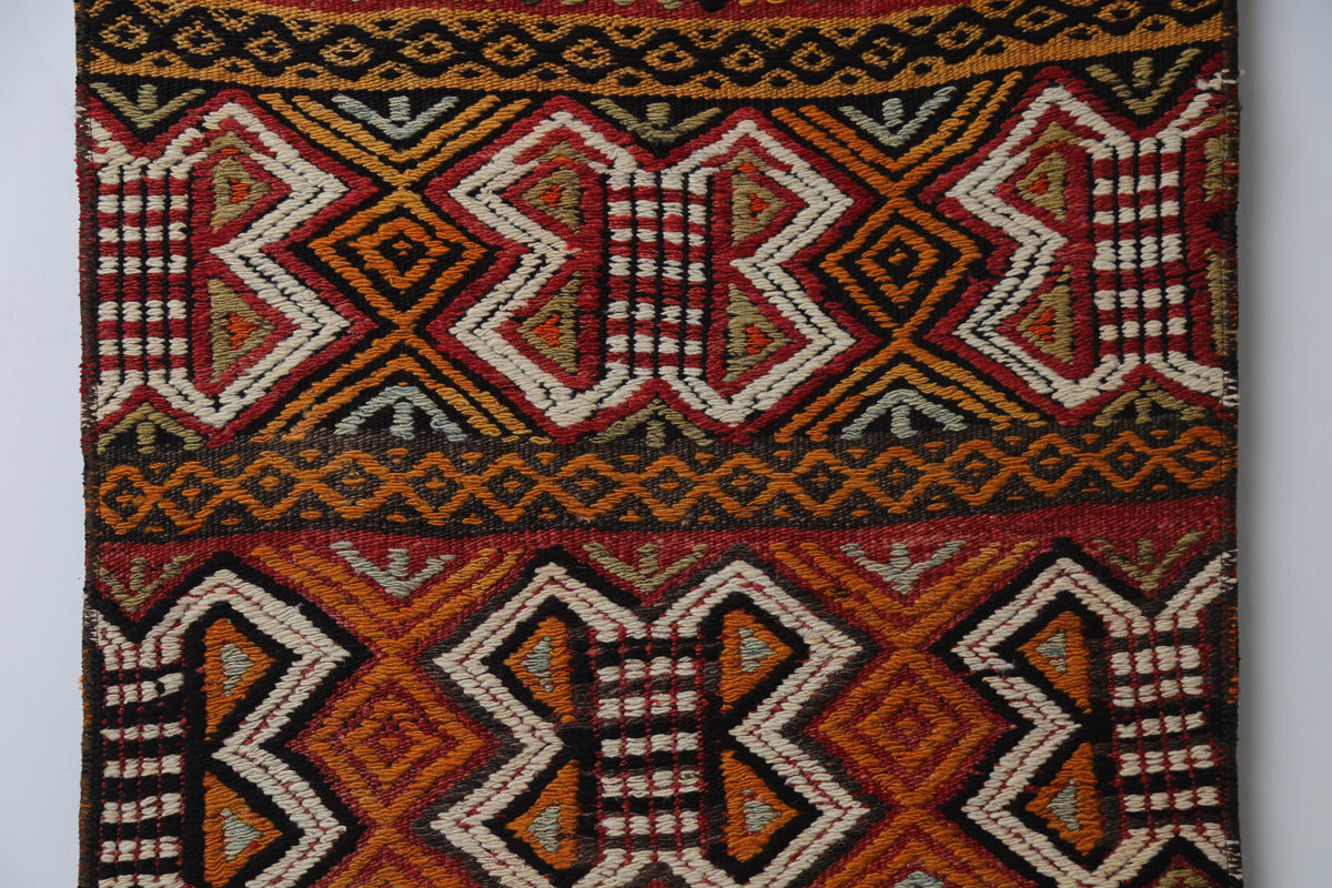 Vintage Turkish Kilim Rug, Handmade Wool Tribal Runner (2'0" x 4'7")
