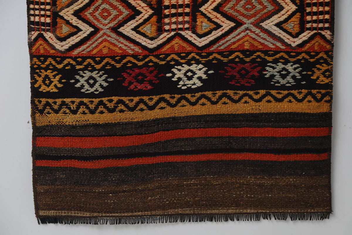 Vintage Turkish Kilim Rug, Handmade Wool Tribal Runner (2'0" x 4'7")