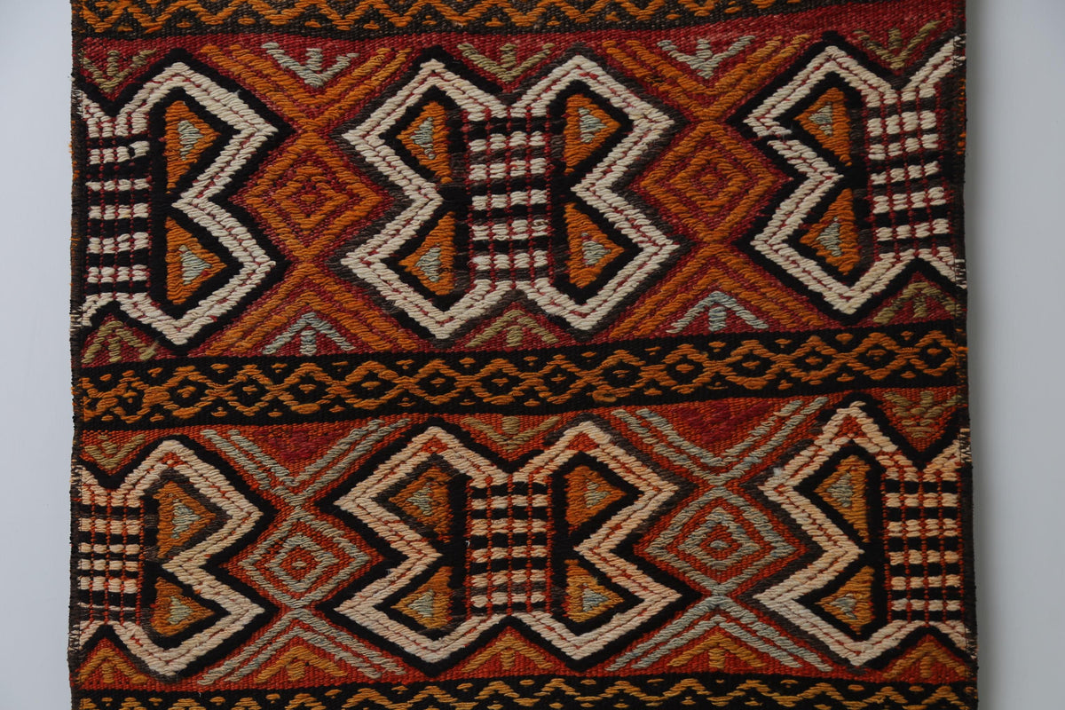 Vintage Turkish Kilim Rug, Handmade Wool Tribal Runner (2'0" x 4'7")
