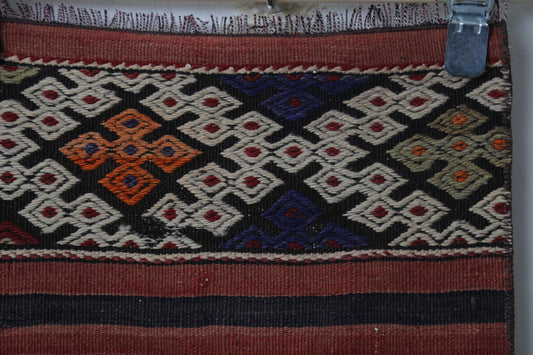 Vintage Turkish Kilim Rug, Handmade Wool Tribal Boho Flatweave, Colorful Oriental Entryway (2'8" x 5'5")