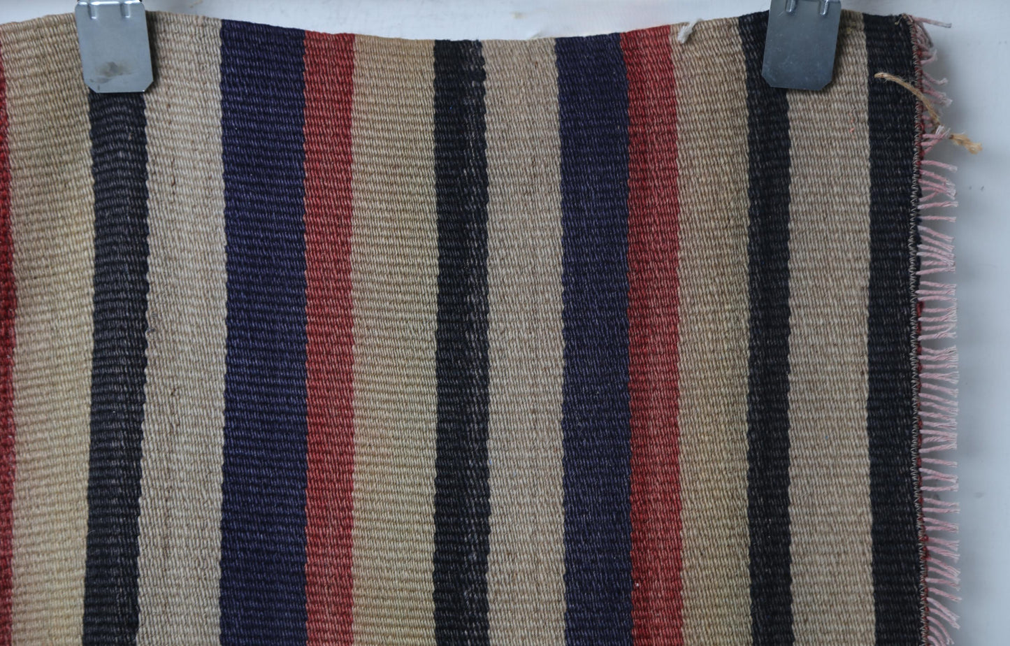 Vintage Striped Wool Kilim Rug, Handmade Anatolian Flatweave, Small Boho Entryway Runner
