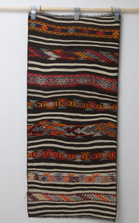 Vintage Turkish Wool Kilim Runner Rug, Striped Tribal (2x5) - photo 2 of 10