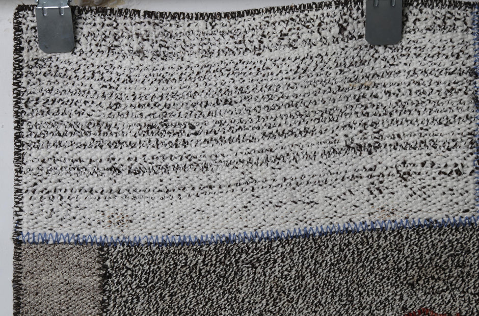 Woven texture detail, patchwork composition, kilim runner