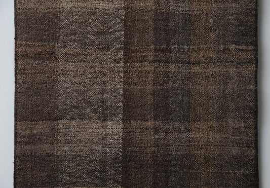 Vintage Turkish Kilim Runner Rug, Handmade Wool Flatweave Brown Minimalist (2'1" x 7'7")