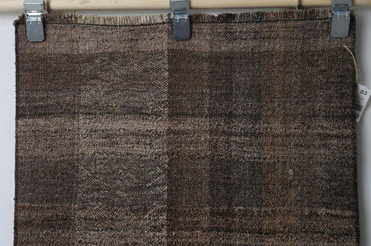 Vintage Turkish Kilim Runner Rug, Handmade Wool Flatweave Brown Minimalist (2'1" x 7'7")