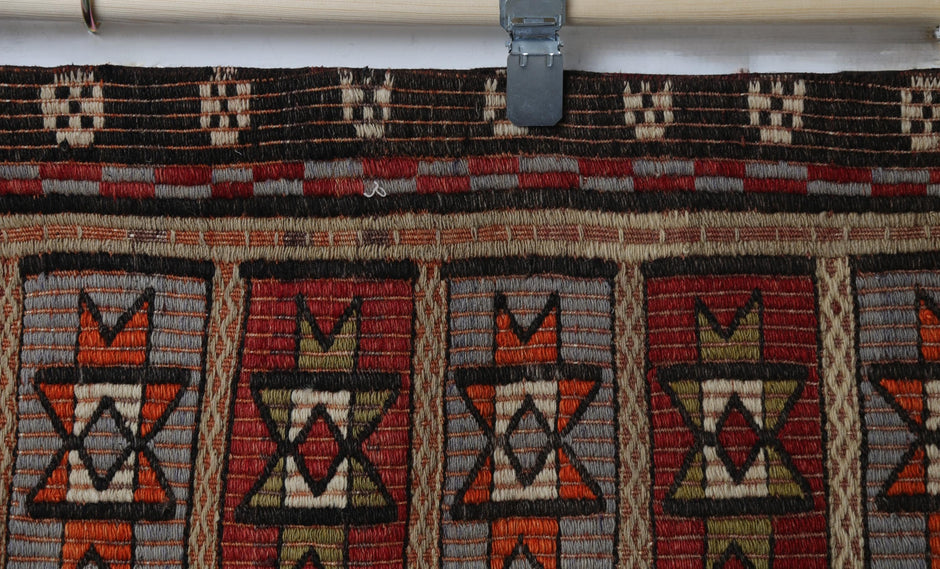 Wool weave construction, color composition detail, doormat