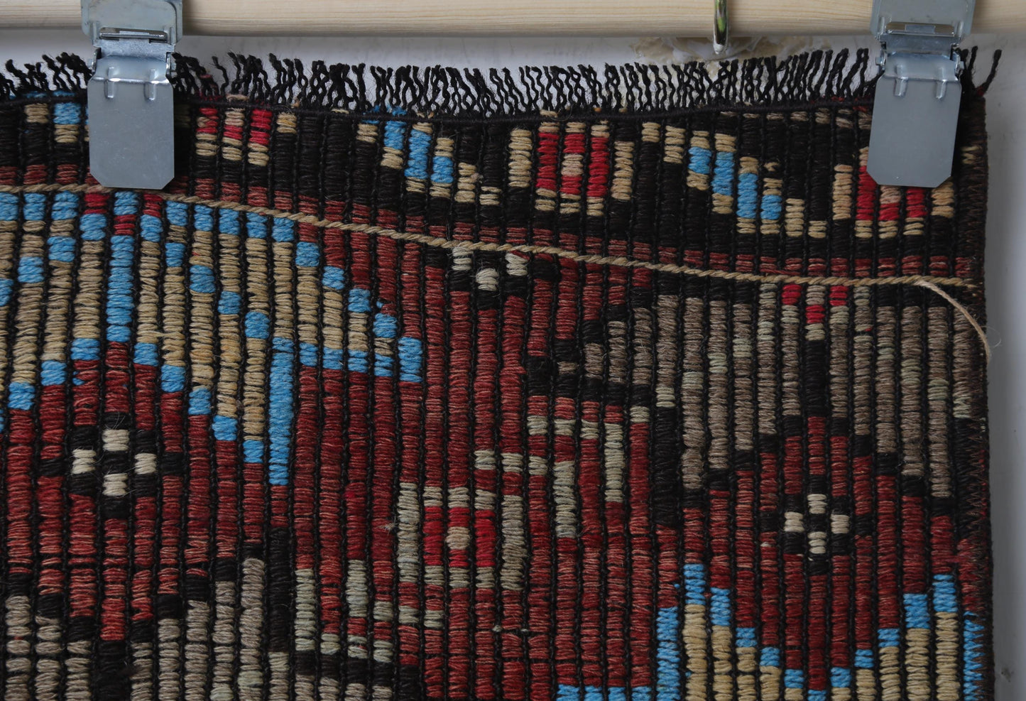 Vintage Turkish Kilim Doormat Rug, Handmade Wool Floral Red Brown Black (2'2" x 4'4")