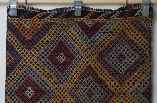 Vintage Turkish Kilim Runner Rug, Handmade Wool Geometric Orange Hallway Carpet