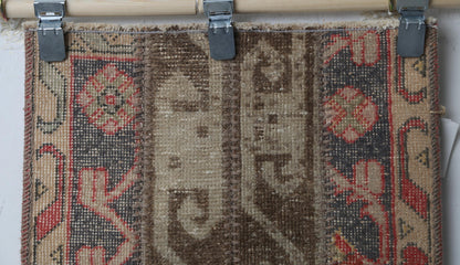 Back view, wool cotton weave, patchwork doormat rug