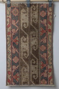 Vintage Turkish Wool Cotton Patchwork Rug, Beige Brown (2x3) - photo 2 of 10