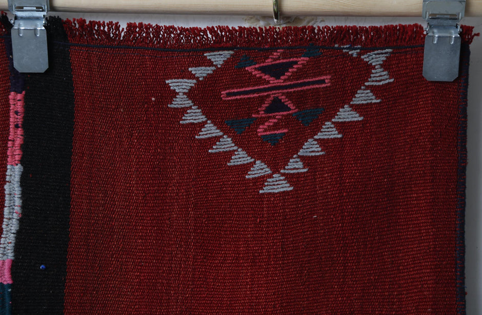 Side perspective, flatweave design, tribal kilim runner