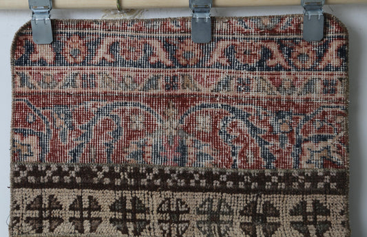 1'9 x 3'6 Vintage Turkish Patchwork Rug, Handmade Wool Cotton Multicolor Doormat