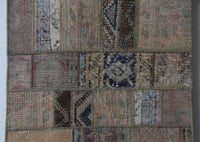 Vintage Turkish Wool Cotton Patchwork Rug, Beige Brown (2x4) - photo 6 of 10