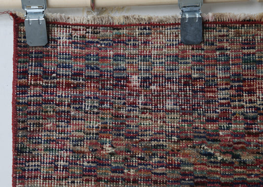 2'9 x 4'10 Vintage Turkish Rug, Handmade Wool Cotton Multicolor Minimal Distressed Doormat