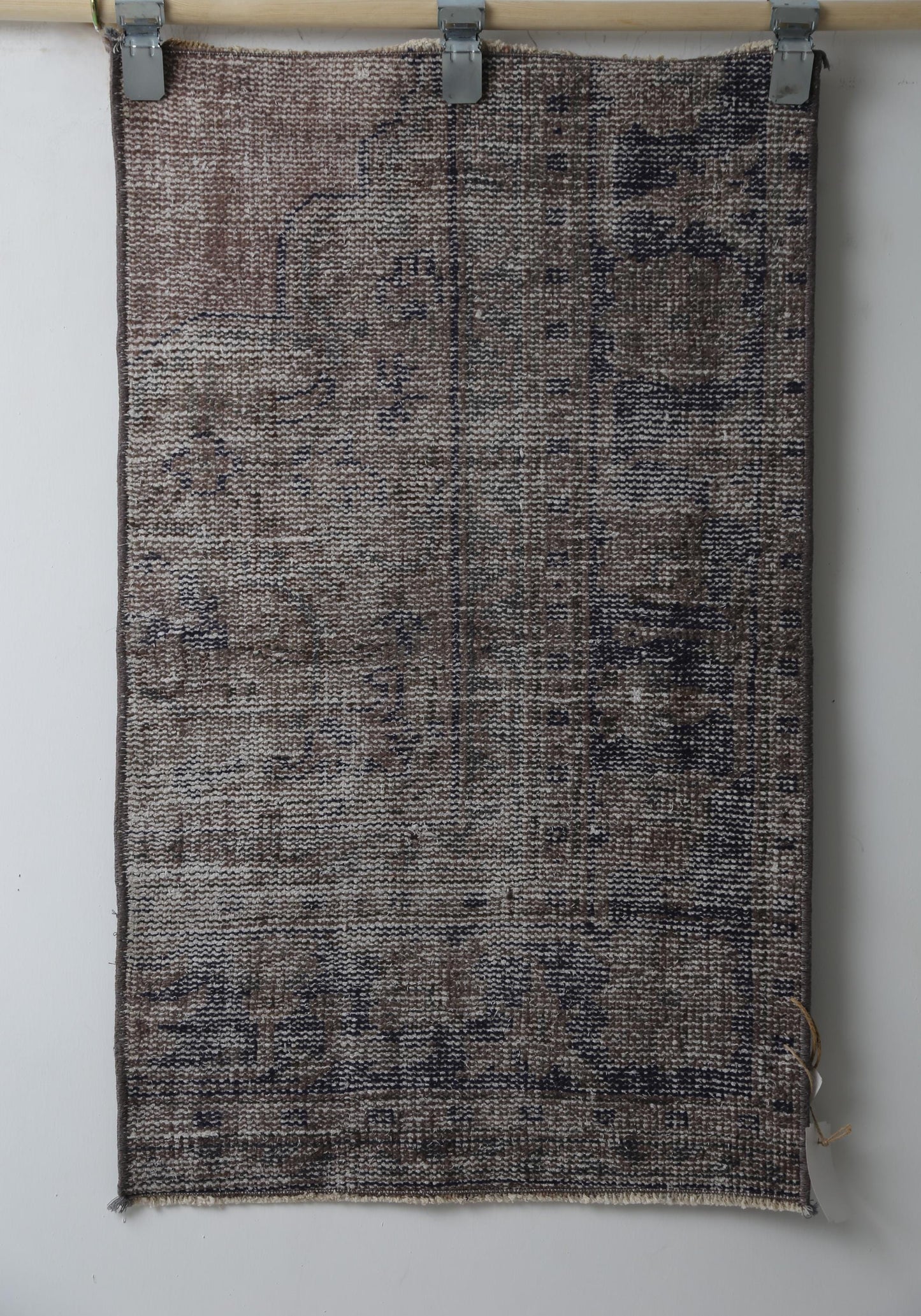 Vintage Turkish Doormat Rug, Handmade Wool Cotton, Distressed Minimal Entry Rug