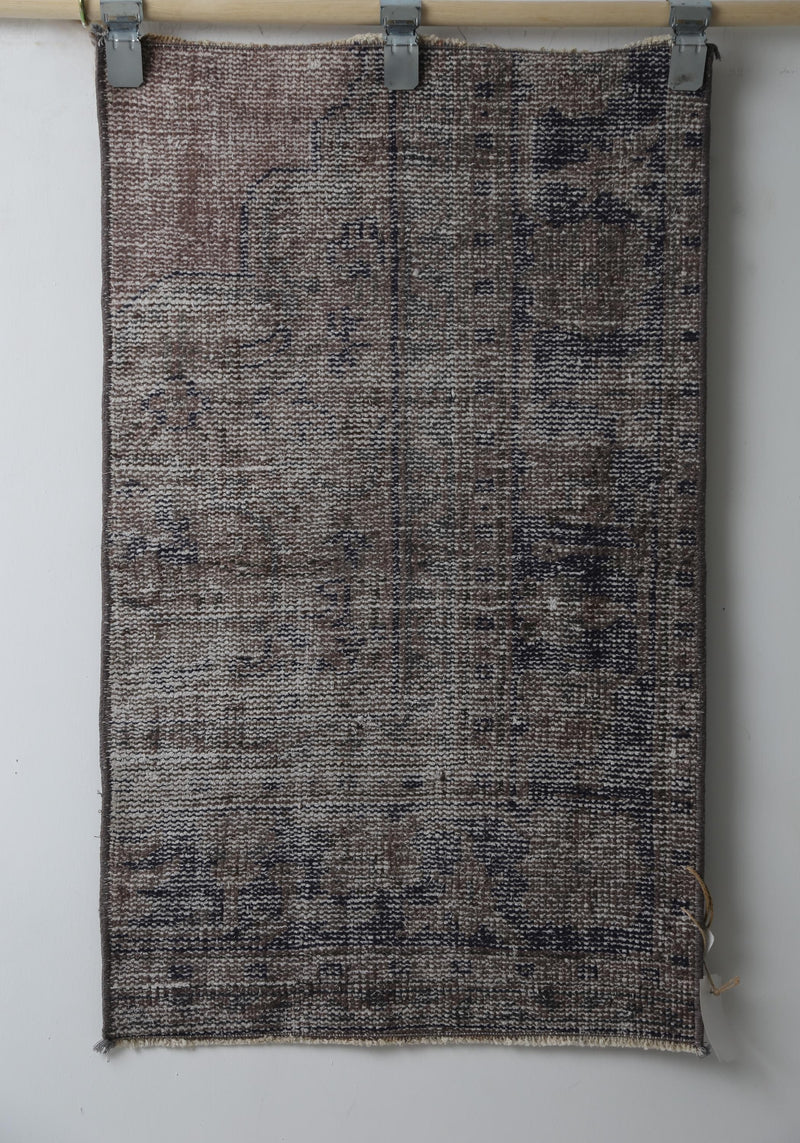 Vintage Turkish Doormat Rug, Handmade Wool Cotton, Distressed Minimal Entry Rug