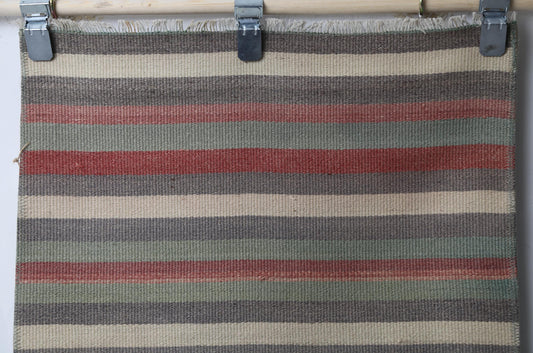 2'1 x 3'9 Vintage Turkish Kilim Doormat Rug, Handmade Wool Striped Multicolor Entry Rug