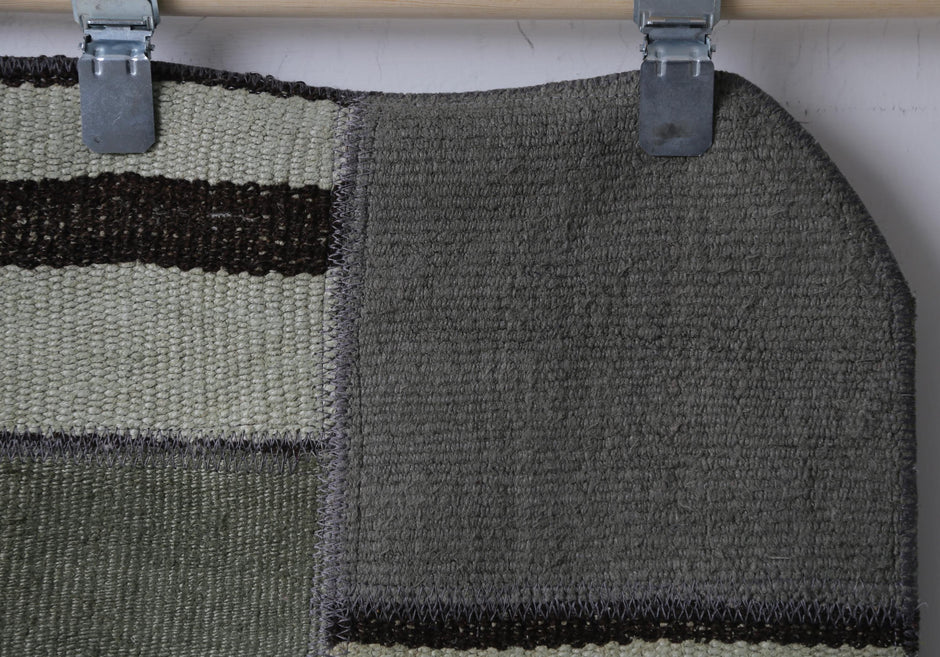  Distressed faded pattern detail, green patchwork doormat