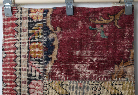 1'11 x 7'10 Vintage Turkish Patchwork Runner Rug, Handmade Wool Cotton Multicolor Hallway Rug