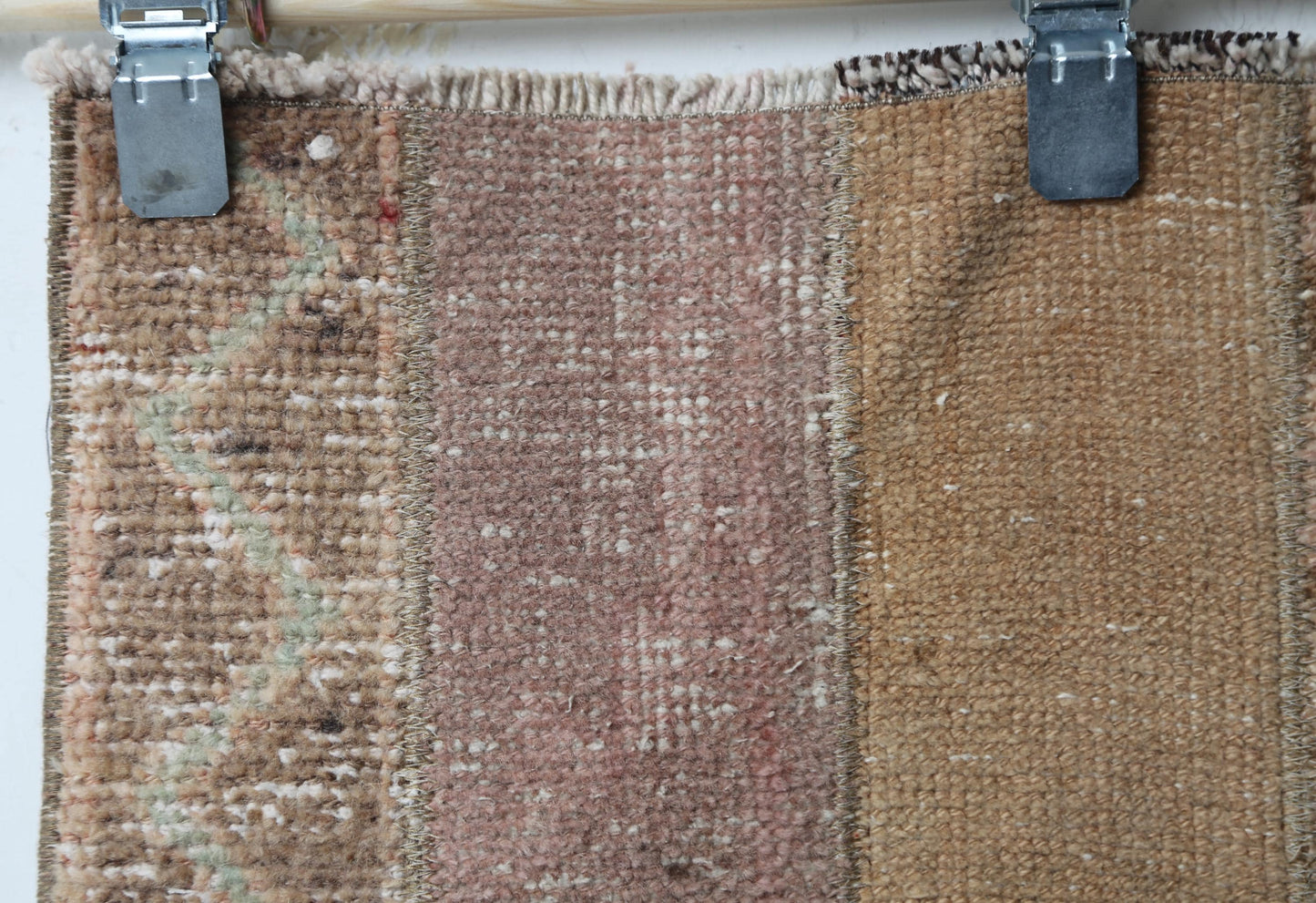 Vintage Patchwork Runner Rug, Handmade Wool Cotton Hallway Carpet