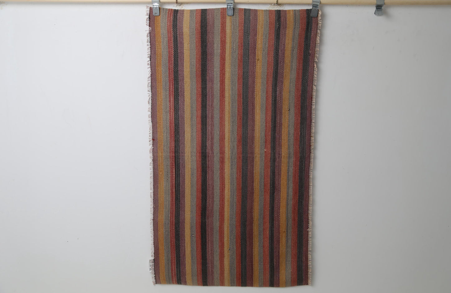 Vintage Turkish Kilim Rug, Handmade Wool Striped Boho Accent Rug