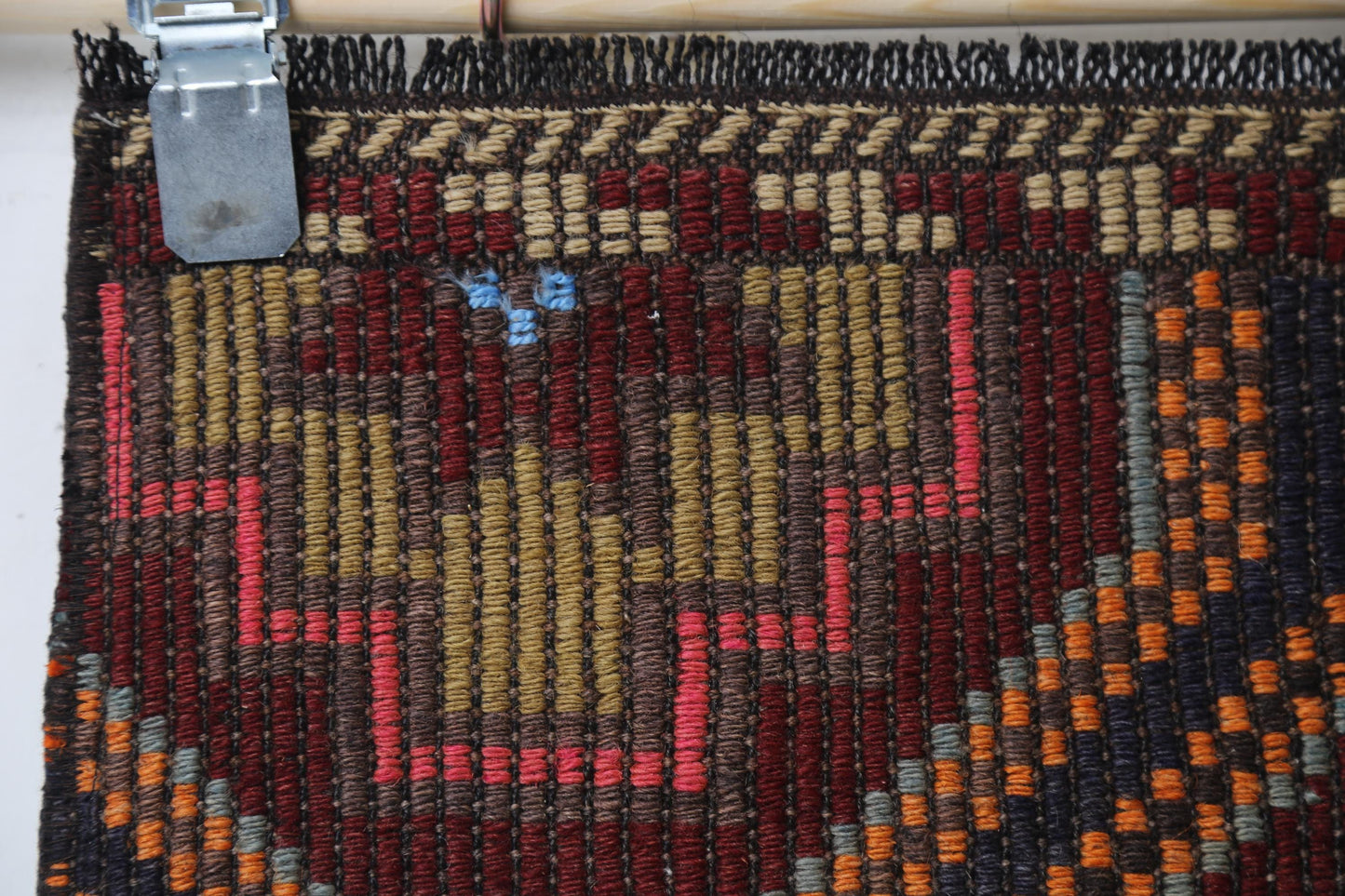 Vintage Turkish Kilim Runner Rug, Handmade Wool Oriental Geometric Hallway Runner