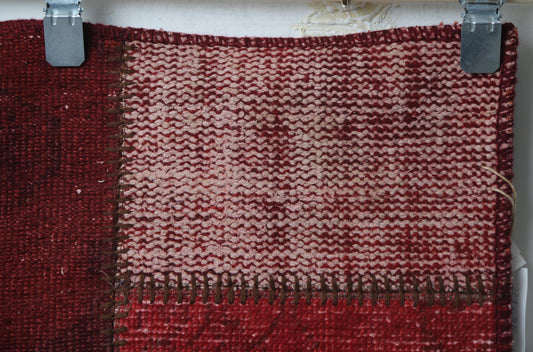 2'5 x 7'6 Vintage Turkish Patchwork Runner Rug, Handmade Wool Cotton Red Hallway Rug