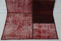 Vintage Turkish Wool Cotton Patchwork Runner Rug, Red (2x8) - photo 9 of 10