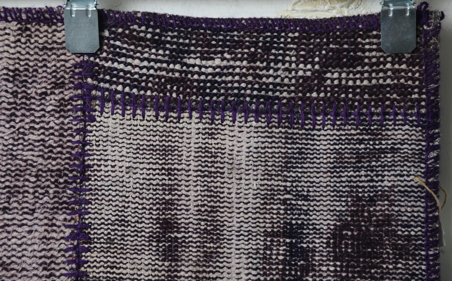 2'3 x 8'4 Vintage Turkish Patchwork Runner Rug, Handmade Wool Cotton Purple Hallway Rug