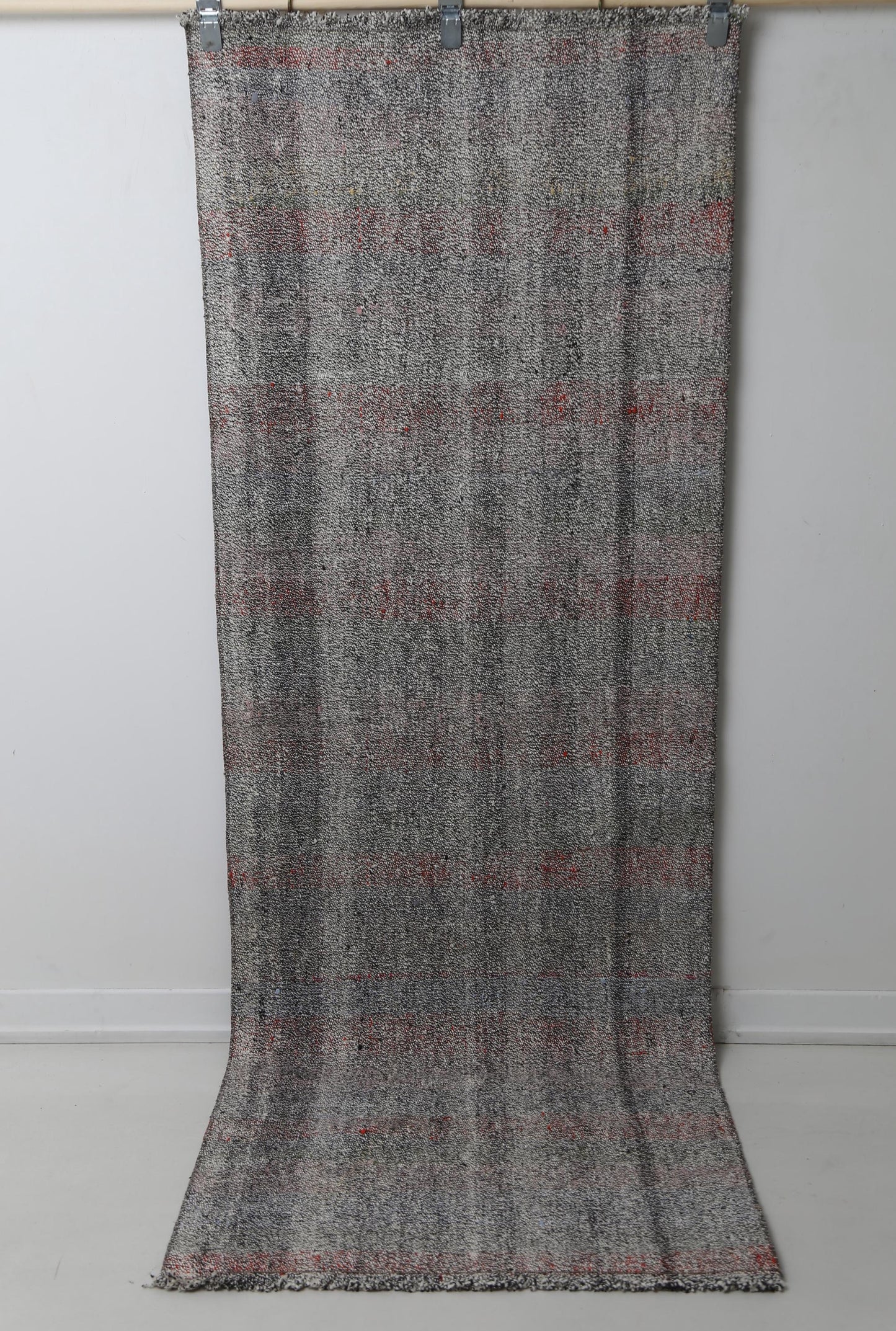 Vintage Turkish Kilim Runner Rug, Handmade Wool Flatweave Hallway Rug