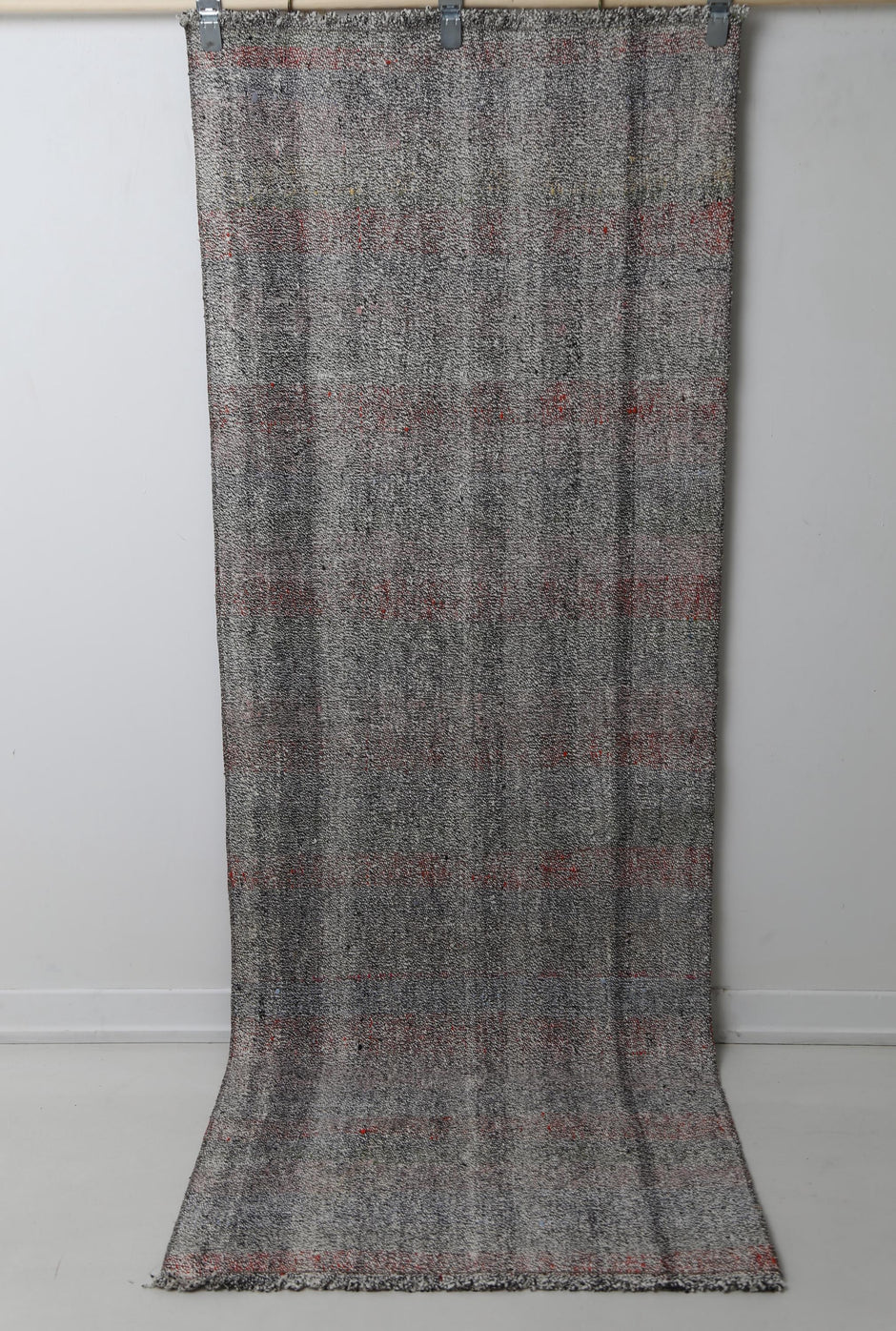 Vintage Turkish Kilim Runner Rug, Handmade Wool Flatweave Hallway Rug